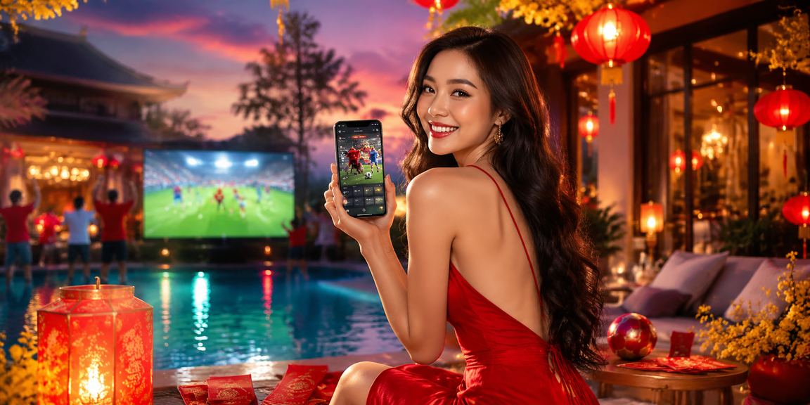 Đèn lồng Huế rực rỡ và phong bao đỏ tượng trưng cho ưu đãi và điều kiện nhận thưởng